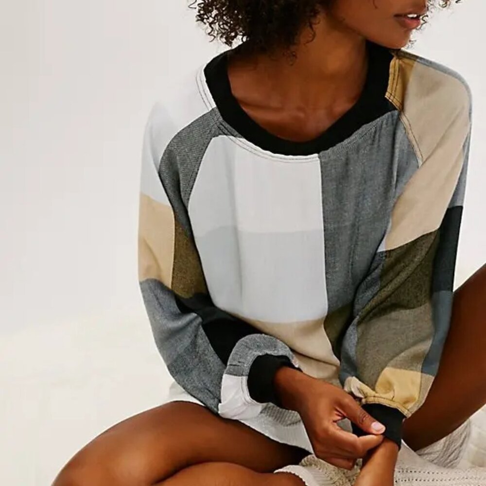 Free People Sugar Cookie Flannel Shirt in Neutral Combo, Size XS, New with Tag